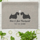 Linge De Cuisine Silhouettes de Sealyham Terrier avec le coeur et (Plié)