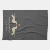 Linge De Cuisine Silhouettes de teckel avec le mariage fait sur (Horizontal)