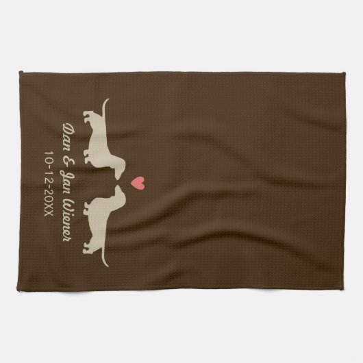 Linge De Cuisine Silhouettes de teckel avec mignon personnalisé par (Horizontal)