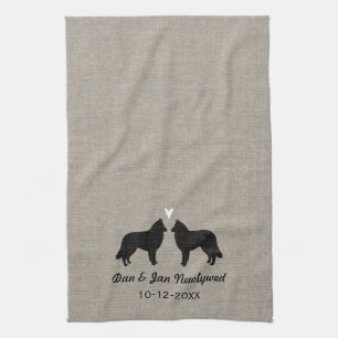 Linge De Cuisine Silhouettes de Tervuren belges avec cœur