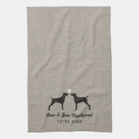 Silhouettes de Weimaraner avec le coeur et le