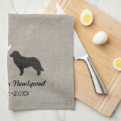 Linge De Cuisine Silhouettes Leonberger avec coeur - Personnaliser (Quart Plié)