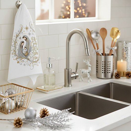 Linge De Cuisine Silver and gold nativity Christmas