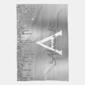 Linge De Cuisine Silver Glitter Brushed metal Monogram (Vertical)