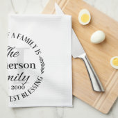 Linge De Cuisine Simple Bénédiction Nom de famille Monogramme (Quart Plié)