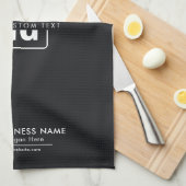 Linge De Cuisine Simple Black Custom Monogram Logo Promo d'affaires (Quart Plié)