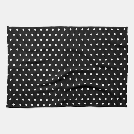 Linge De Cuisine Simple classique Polka Pot Noir et Blanc (Horizontal)