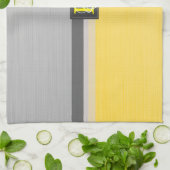 Linge De Cuisine Simple deux tons jaune et gris Initiales Monogramm (Plié)