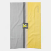 Linge De Cuisine Simple deux tons jaune et gris Initiales Monogramm (Vertical)
