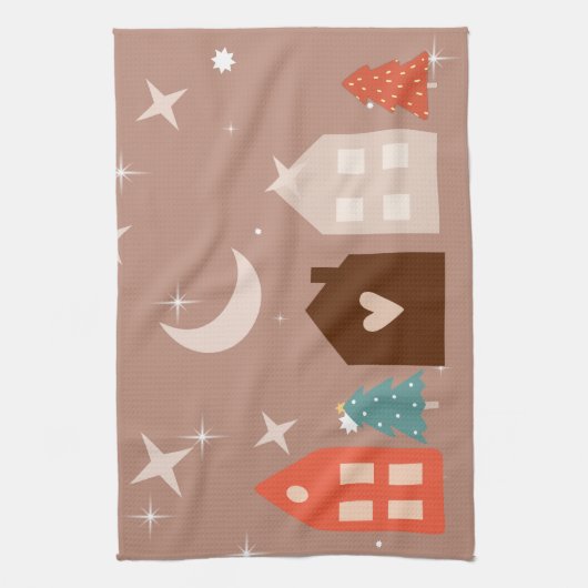 Linge De Cuisine Simple Earth Tone Joyeux Noël (Vertical)