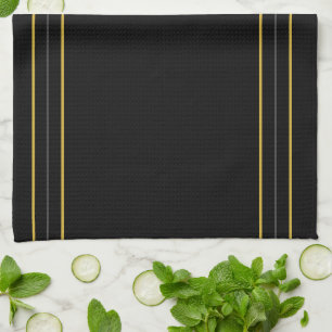 Linge De Cuisine Simple élégante bande noire et or