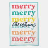 Linge De Cuisine Simple élégante couleur bleu joyeux Noël (Vertical)