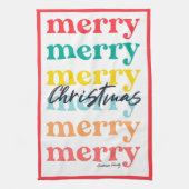 Linge De Cuisine Simple élégante couleur rouge Joyeux Noël (Vertical)