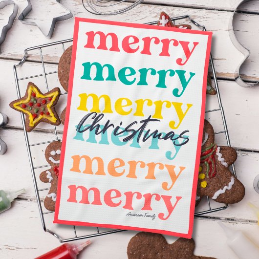 Linge De Cuisine Simple élégante couleur rouge Joyeux Noël