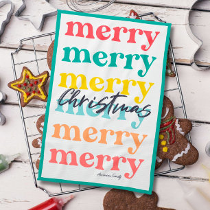 Linge De Cuisine Simple élégante couleur vert Joyeux Noël