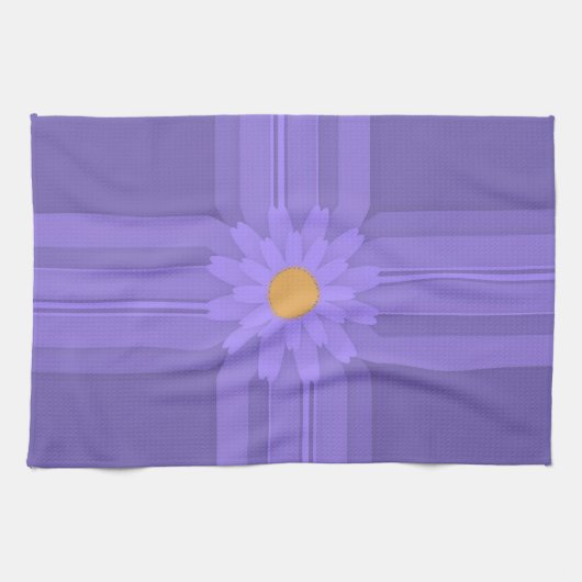 Linge De Cuisine Simple Fleur Violette sur Croix Moderne (Horizontal)