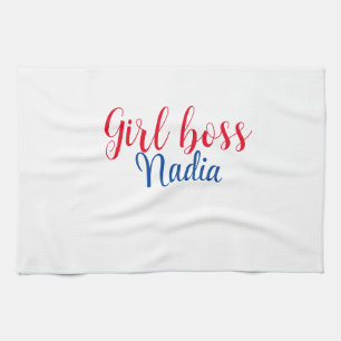 Linge De Cuisine simple minimal girl boss ajouter nom texte image e