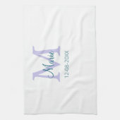 Linge De Cuisine simple minimum ajouter nom monogramme violet vert (Vertical)