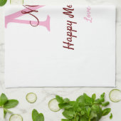 Linge De Cuisine simple minimum de jour mère monogramme nom rose te (Plié)