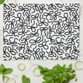 Linge De Cuisine Simple Modern Elegant Black and White Bow Pattern (Plié)