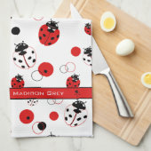 Linge De Cuisine Simple Motif Ladybug rouge, noir et blanc (Quart Plié)