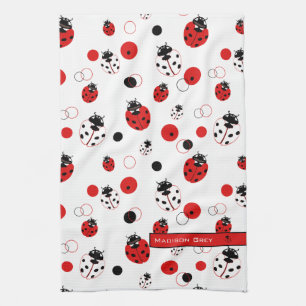 Linge De Cuisine Simple Motif Ladybug rouge, noir et blanc