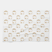 Linge De Cuisine Simple Motif Monogramme Beige et blanc (Horizontal)