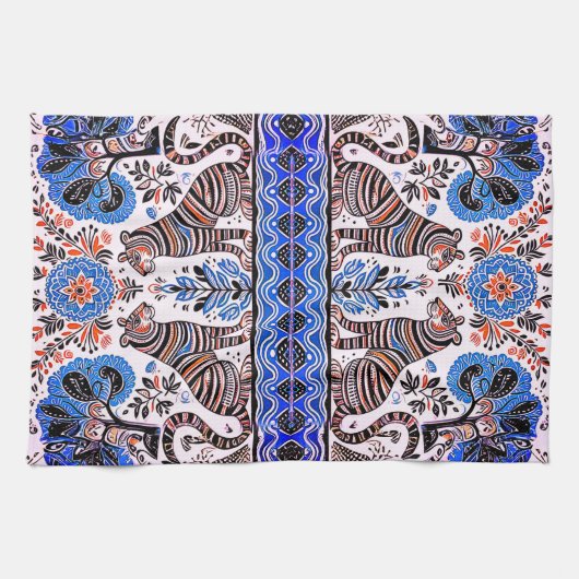 Linge De Cuisine simple peinture madhubani (Horizontal)