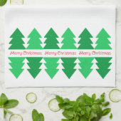 Linge De Cuisine Simple Rouge Joyeux Noël Green Tree Design (Plié)