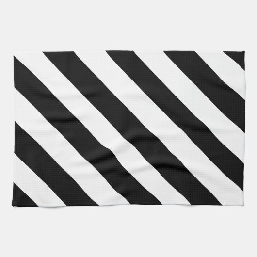 Linge De Cuisine Simples rayures noir et blanc | (Horizontal)