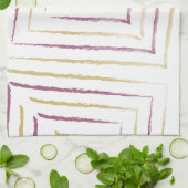 Linge De Cuisine Simples Rayures Violettes et Dorées (Plié)