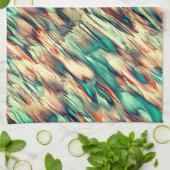 Linge De Cuisine Simulation rocheuse ou stalagmite en vert à sépia (Plié)