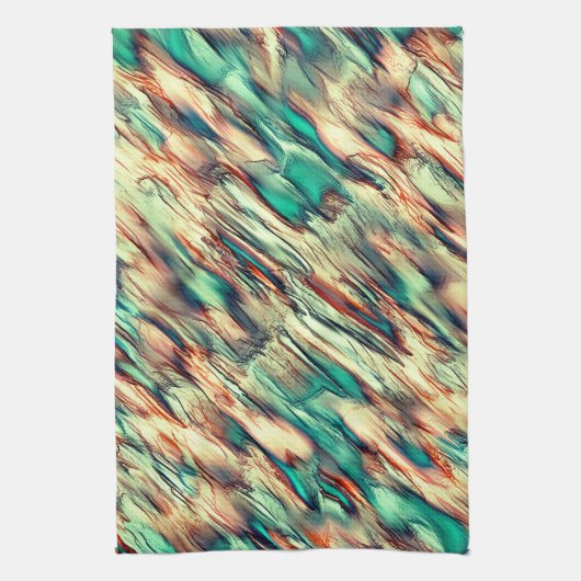 Linge De Cuisine Simulation rocheuse ou stalagmite en vert à sépia (Vertical)