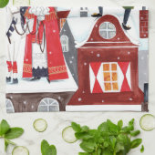 Linge De Cuisine Sinterklaas et Piet sur les toits d'Amsterdam Pos (Plié)