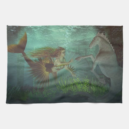 Linge De Cuisine sirène avec l'hippocampe (Horizontal)