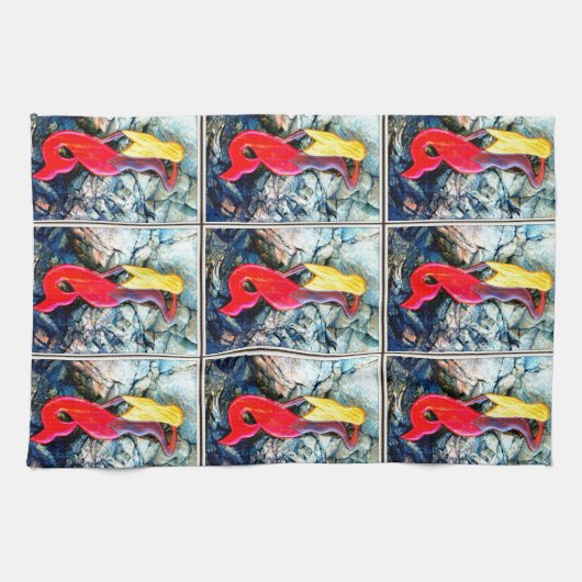 Linge De Cuisine sirène blonde en rouge (Horizontal)