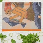 Linge De Cuisine Sirène médiévale Red Haired par Alexandra Cook (Plié)