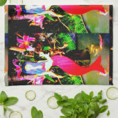 Linge De Cuisine sirène rouge fête (Plié)