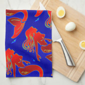 Linge De Cuisine sirènes rouges (Quart Plié)