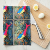 Linge De Cuisine sirènes rouges et bleues (Quart Plié)