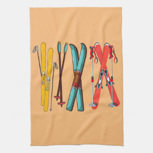 Linge De Cuisine Ski amusant Ski coloré Ski skieur