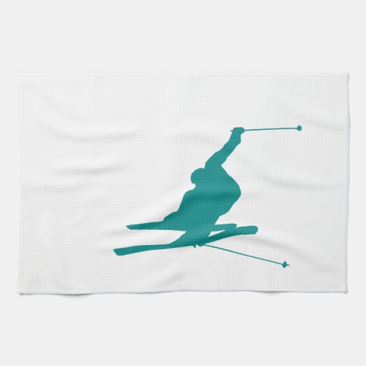 Linge De Cuisine Ski turquoise de neige verte (Horizontal)