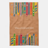 Linge De Cuisine Skis Vintage Brun Clair Personnalisés (Vertical)