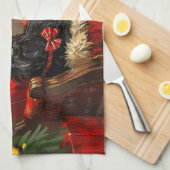 Linge De Cuisine Skye Terrier Chien Festif de Noël (Quart Plié)