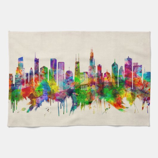 Linge De Cuisine Skyline de Chicago (Horizontal)