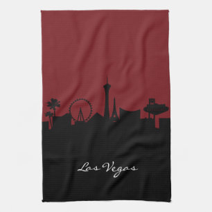 Linge De Cuisine Skyline de Las Vegas  Rouge foncé
