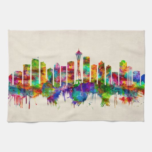 Linge De Cuisine Skyline de Seattle Washington (Horizontal)