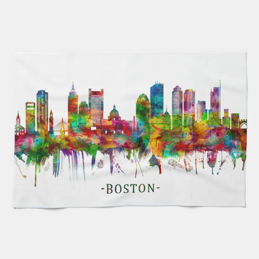 Linge De Cuisine Skyline du Massachusetts de Boston (Horizontal)