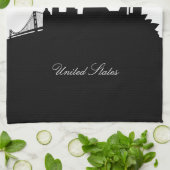 Linge De Cuisine Skyline San Francisco noir et blanc (Plié)