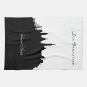 Linge De Cuisine Skyline San Francisco noir et blanc (Horizontal)